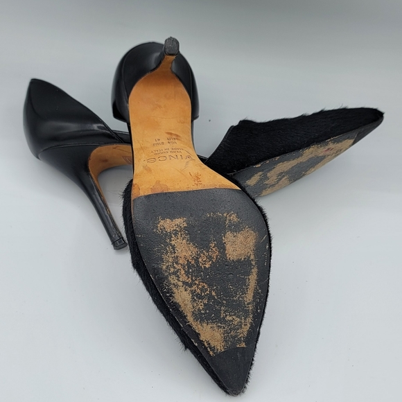 Vince Vero Cuoio- Black Claire Pony Hair & Leather D'Orsay Pumps Pointed Toe - Picture 6 of 10